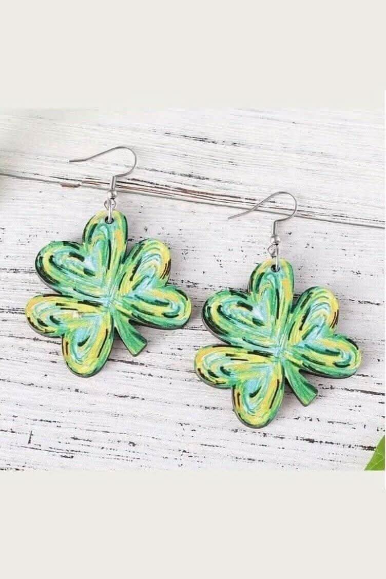 Lucky Shamrock Wooden Dangle Earrings - Lolo Viv Boutique