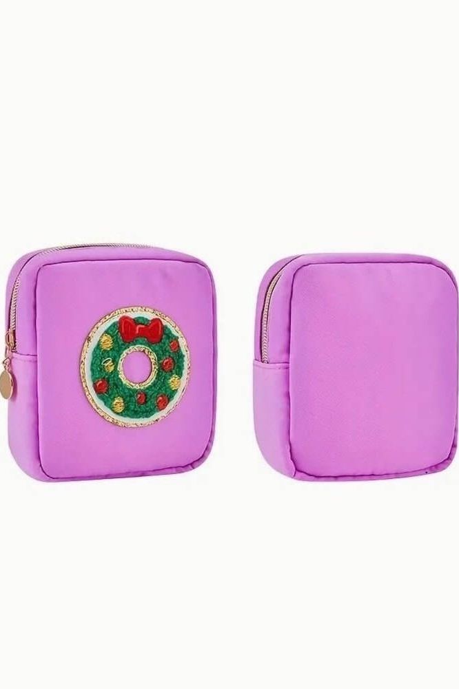 Mini Christmas Chenille Patch Make Up Bags - Multiple Colors - Lolo Viv Boutique
