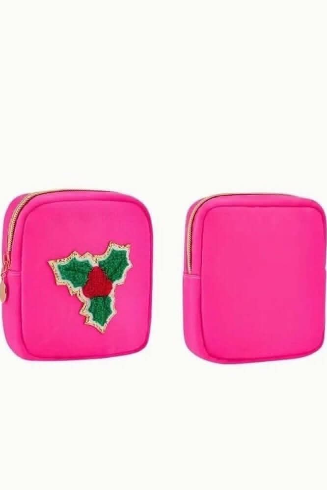 Mini Christmas Chenille Patch Make Up Bags - Multiple Colors - Lolo Viv Boutique
