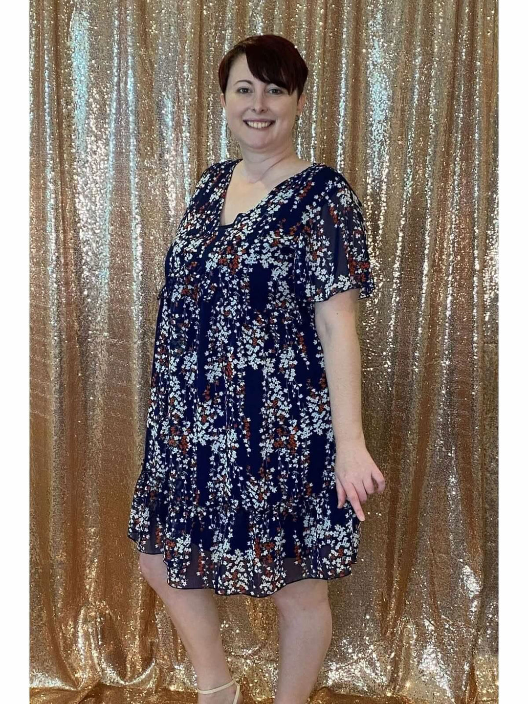 Navy Blooms Dress Reg & Curvy - Lolo Viv Boutique