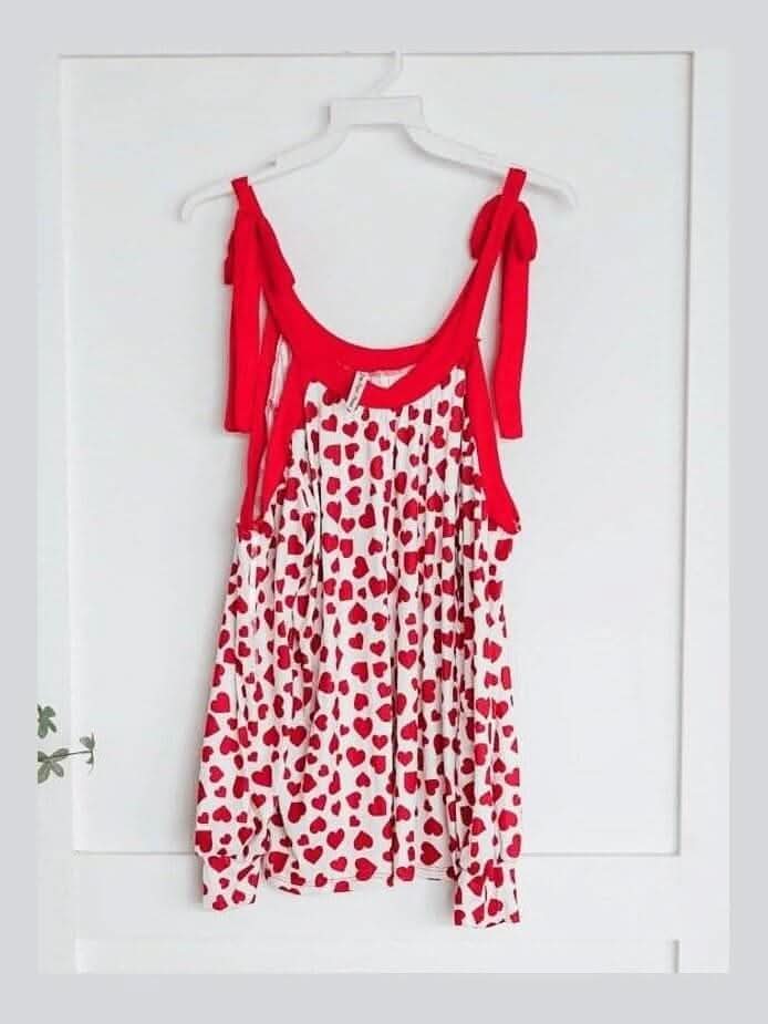 Open Shoulder Red Heart Valentine Shirt - Lolo Viv Boutique