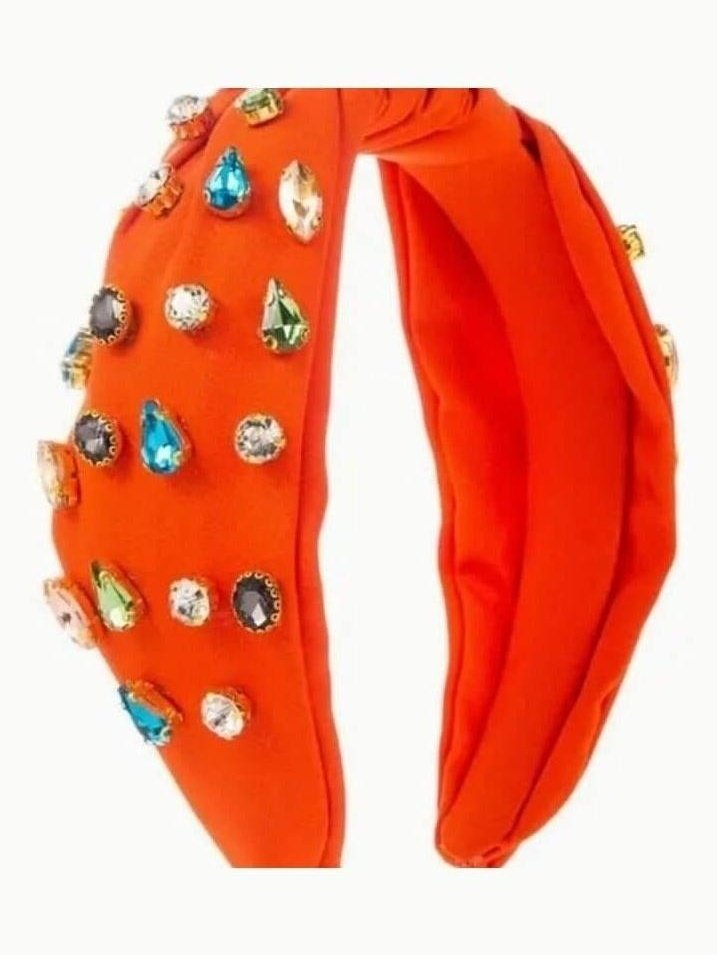 Orange Rhinestone Headband - Lolo Viv Boutique