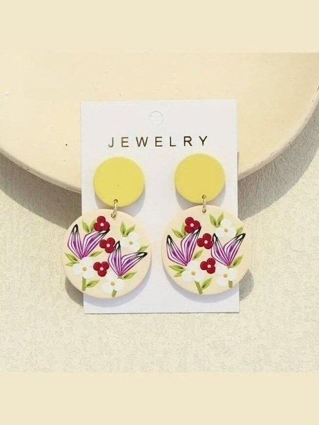 Pastel Floral Dangle Polymer Clay Earrings - Lolo Viv Boutique
