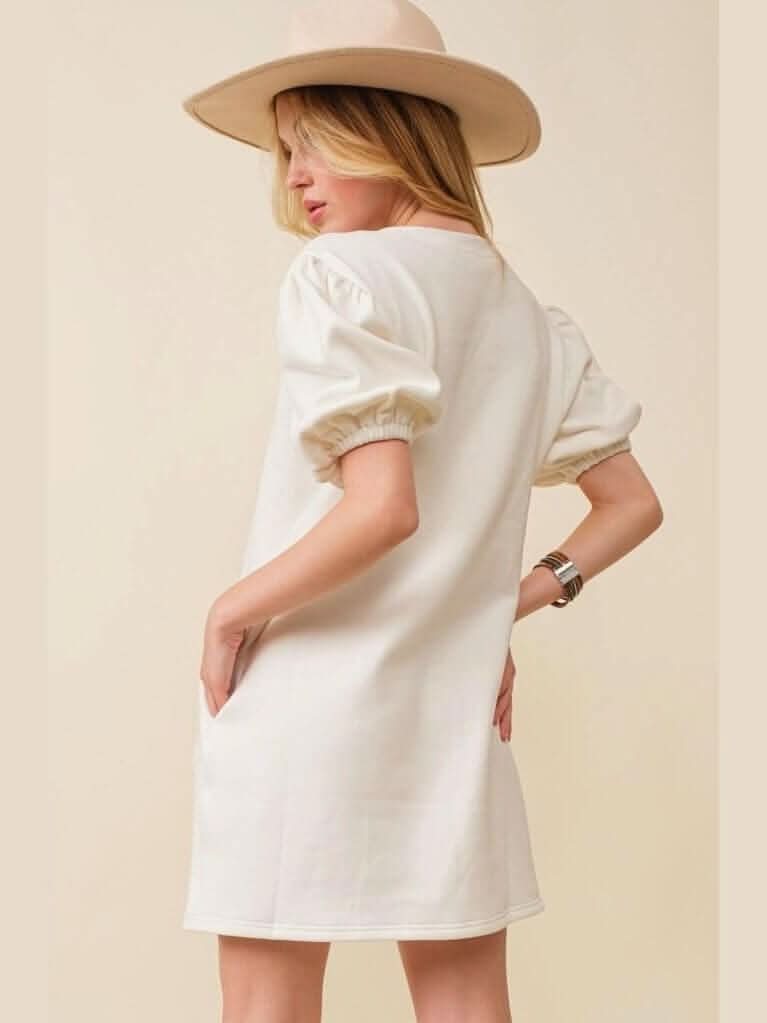 Peace Joy Love Sequin Wording Fleece Dress - Lolo Viv Boutique