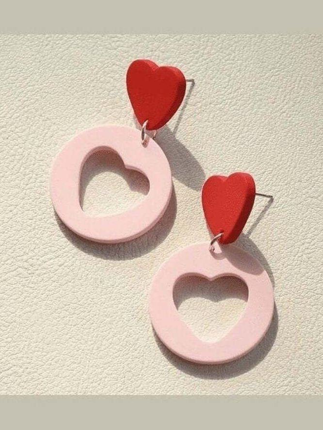 Pink and Red Hollow Dangle Valentine's Earrings - Lolo Viv Boutique