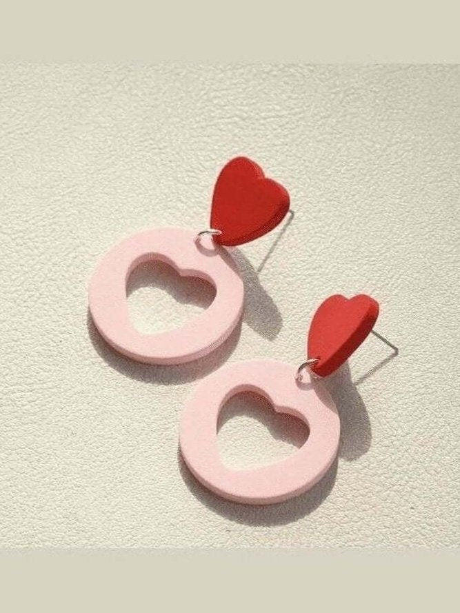 Pink and Red Hollow Dangle Valentine's Earrings