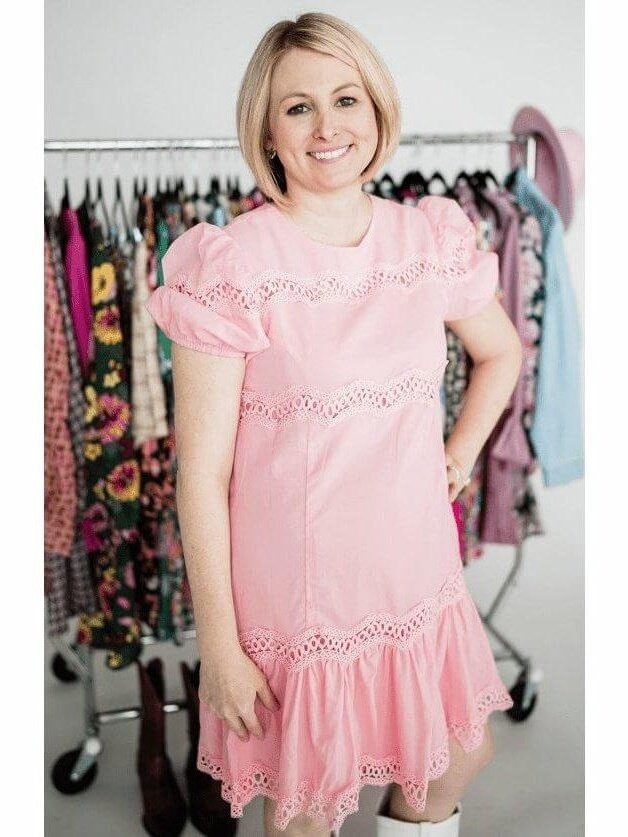 Pink Short Sleeve Lace Insert Valentine's Dress - Lolo Viv Boutique