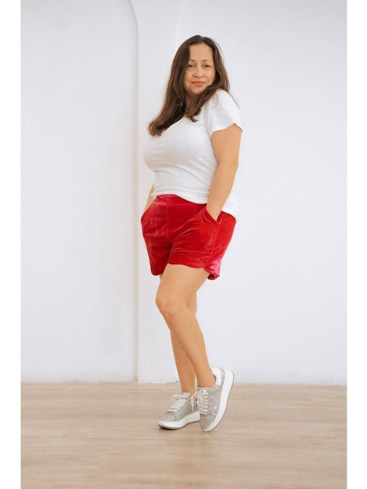 Pink Velvet Scalloped Shorts - Lolo Viv Boutique