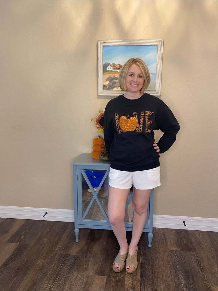 Pumpkin and Cheetah Print Sweatshirt - Lolo Viv Boutique