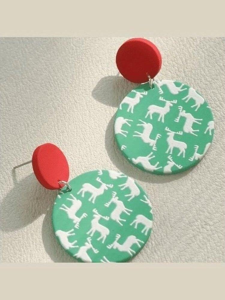 Red and Green Reindeer Earrings - Lolo Viv Boutique