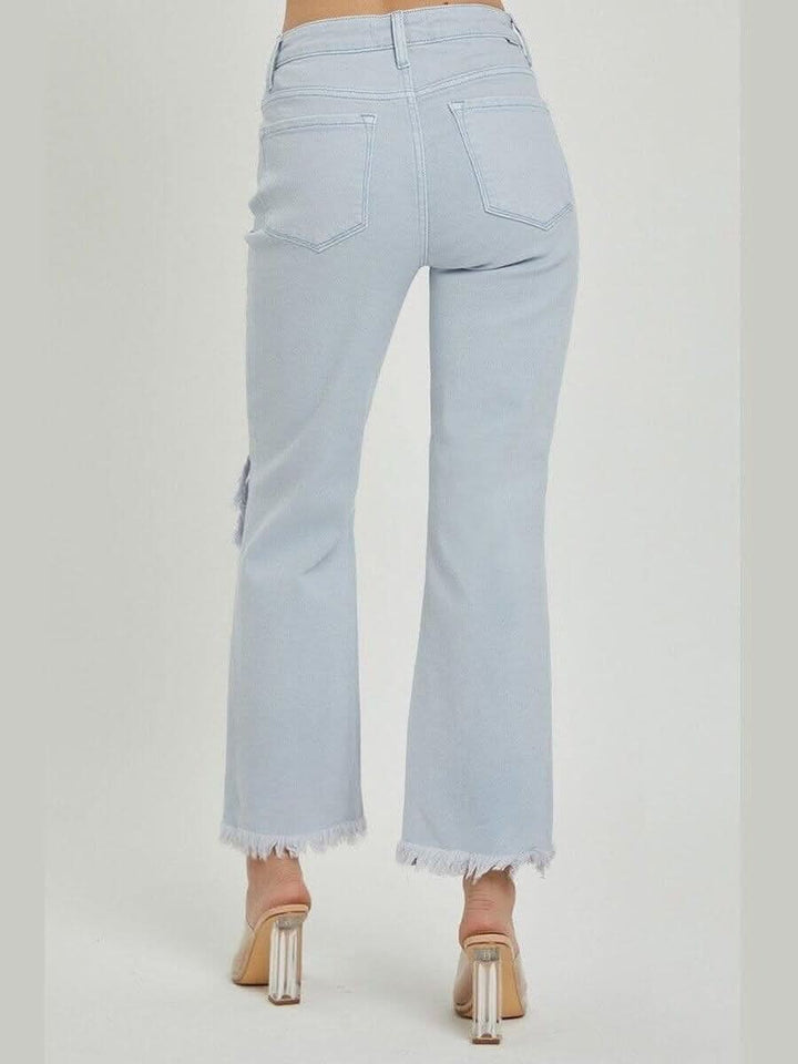 Risen - High Rise Distressed Straight Pants - Lolo Viv Boutique