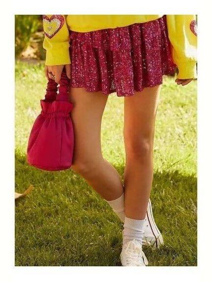 Sequined Pink Ruffle Skort - Lolo Viv Boutique