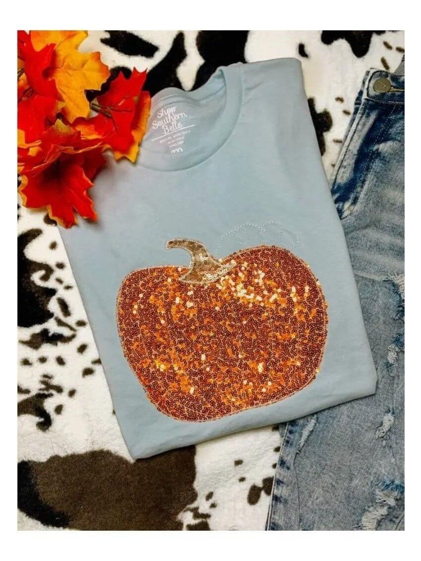 Sequined Pumpkin Patch Sweatshirt - Lolo Viv Boutique