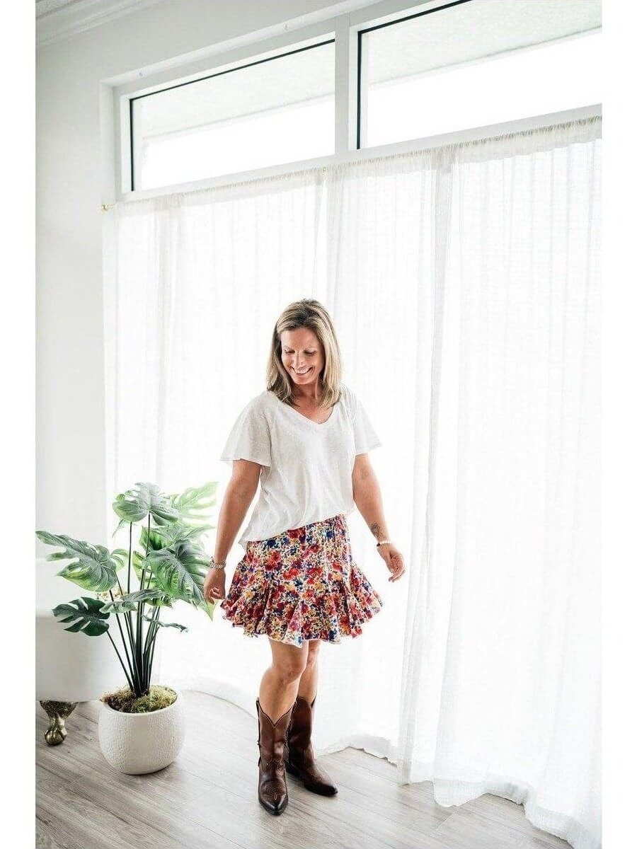 Spring Floral Print Flared Skirt - Lolo Viv Boutique
