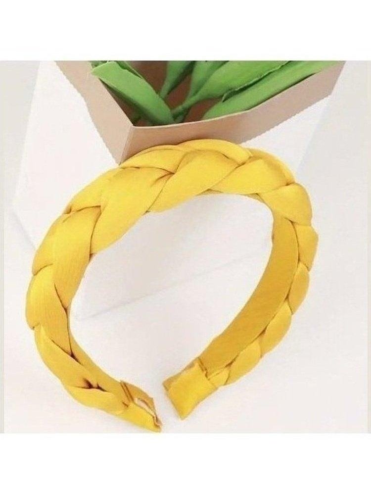 Yellow Satin Braided Headband - Lolo Viv Boutique